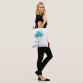 Tote Bag Turquoise Roses avec Clés (Sur le modèle)