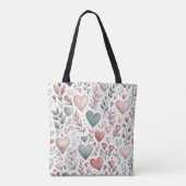 Tote Bag Turquoise, rouge, rose Coeurs et Fleurs Saint-Vale (Dos)
