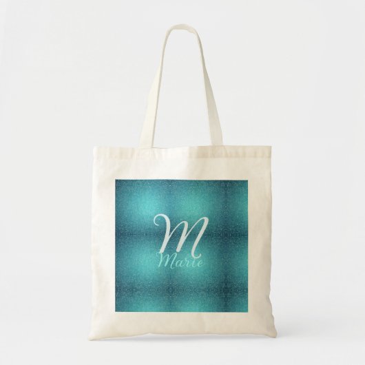 Tote Bag Turquoise sarcelle agate aqua monogramme ajouter l (Devant)