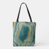 Tote Bag Turquoise vert Agate marbre Nom Abstrait Monogramm (Dos)