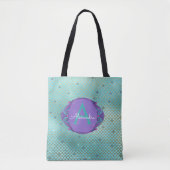 Tote Bag Turquoise vert et mauve Étalons de sirène Monogram (Devant)