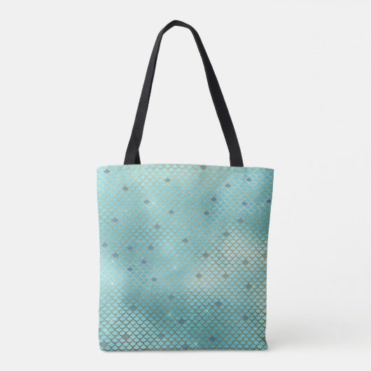 Tote Bag Turquoise vert et mauve Étalons de sirène Monogram (Dos)