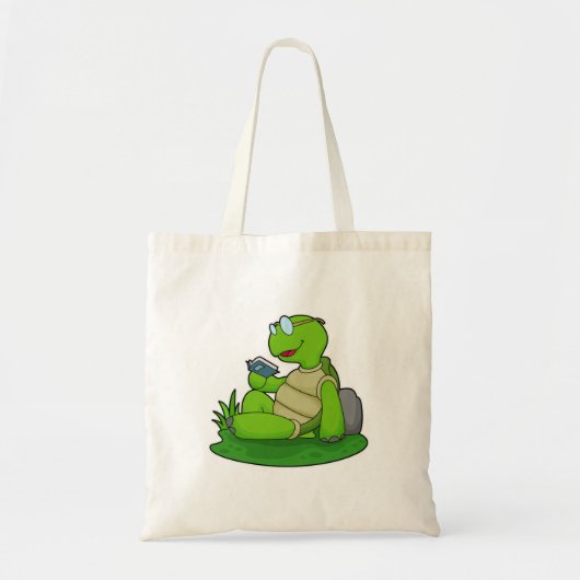Tote Bag Turtle Reading Book (Devant)