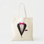 Tote Bag Tuxedo avec Bowtie rose pour Mariages (Devant)