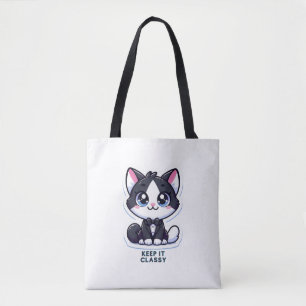 Tote Bag tuxedo cat le garder classe