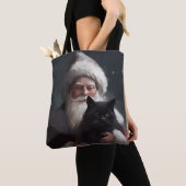 Tote Bag Tuxedo Chat avec Noël Festif du Père Noël (De près)