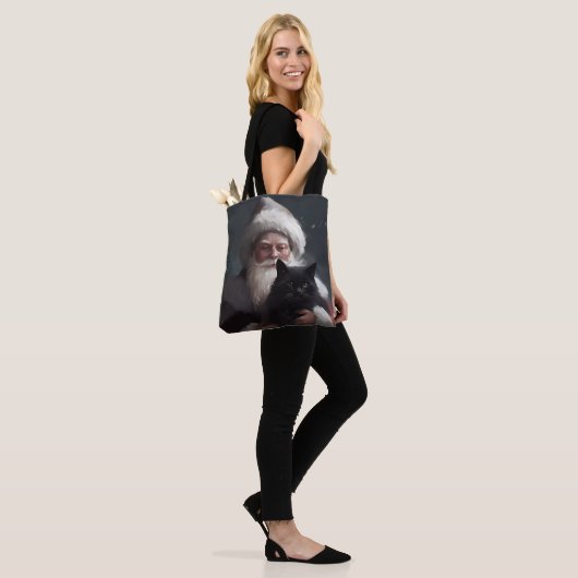 Tote Bag Tuxedo Chat avec Noël Festif du Père Noël (Sur le modèle)