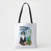 Tote Bag Tuxedo Chat et Lilies | Devis inspirant (Devant)