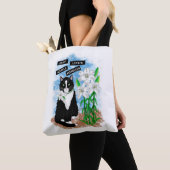 Tote Bag Tuxedo Chat et Lilies | Devis inspirant (De près)