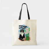 Tote Bag Tuxedo Chat et Lilies | Devis inspirant (Devant)