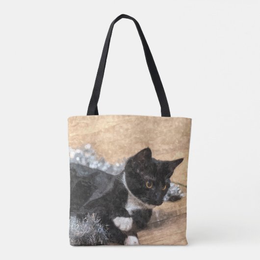 Tote Bag Tuxedo Kitten Tinsel et lumières peint (Dos)