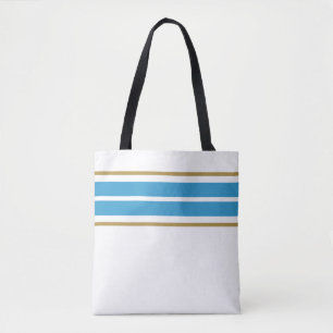 Tote Bag Twin Turquoise Top Edge Racing Stripes Sur Été Bla