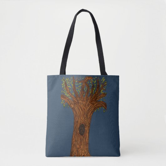 Tote Bag Twisted Tree with Blue Background (Devant)