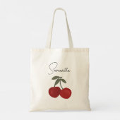 Tote Bag Two Red Cherries Illustration | Cute Fruit Art  (Dos)