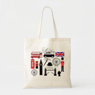 Tote Bag Typo moderne de cru d'icônes de Londres