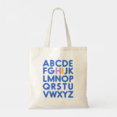 Tote Bag Typographie Alphabet amusante Bibliothèque Bleue S (Dos)