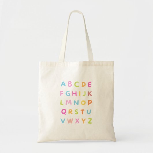 Tote Bag Typographie alphabétique colorée (Devant)