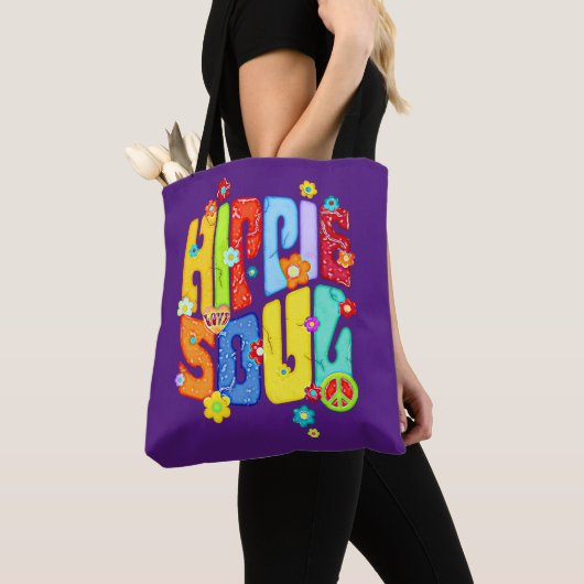 Tote Bag Typographie amusante - HIPPIE SOUL 1 (De près)