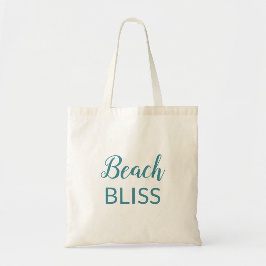 Tote Bag Typographie Beach Bliss Aqua (Devant)