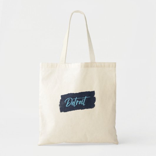 Tote Bag Typographie bleue manuscrite de Détroit (Devant)