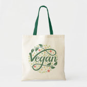 Tote Bag Typographie créative végétale avec Feuilles verts (Devant)