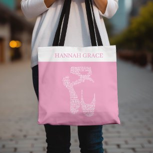 Tote Bag Typographie de chaussures Ballet Pointe Rose et Bl