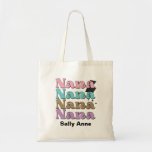 Tote Bag Typographie de Cute Nana<br><div class="desc">Un design minimaliste de typographie avec les mots Nana en rose,  turquoise,  beige et mauve. Il suffit d'ajouter un nom et il devient un cadeau de conservation personnalisé.</div>