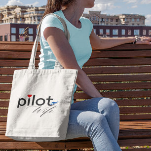 Tote Bag Typographie de la femme pilote et avion Simple, mi
