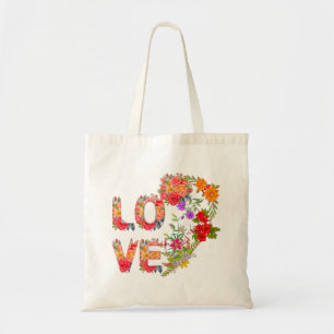 Tote Bag Typographie de l'amour floral Art-Romantique