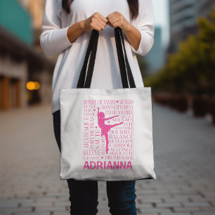Tote Bag Typographie de Little Rose Ballerina Word Art