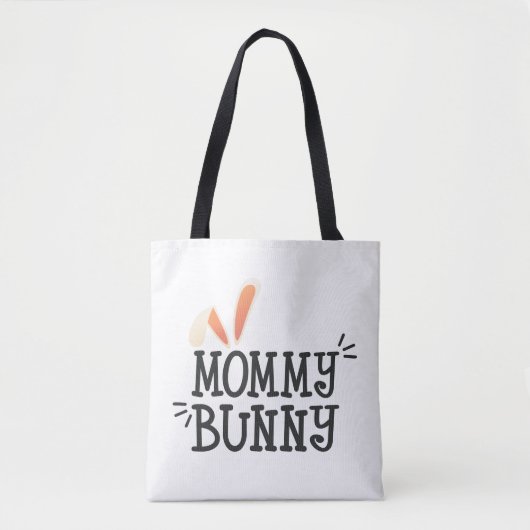 Tote Bag Typographie de Pâques de lapin de maman simple | S (Devant)