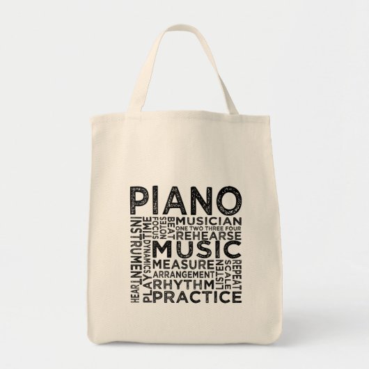 Tote Bag Typographie de piano (Devant)