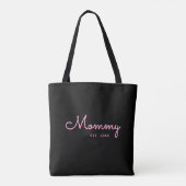 Tote Bag Typographie de script Maman établie Rose (Dos)