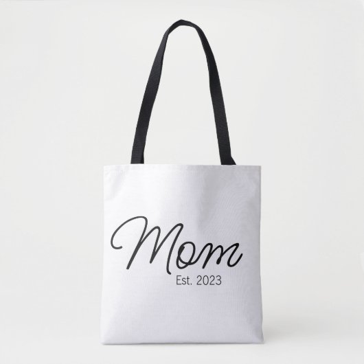 Tote Bag Typographie de script noir Maman établie (Devant)