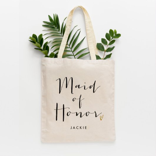 Tote Bag Typographie de script tendance "Maid of Honor"