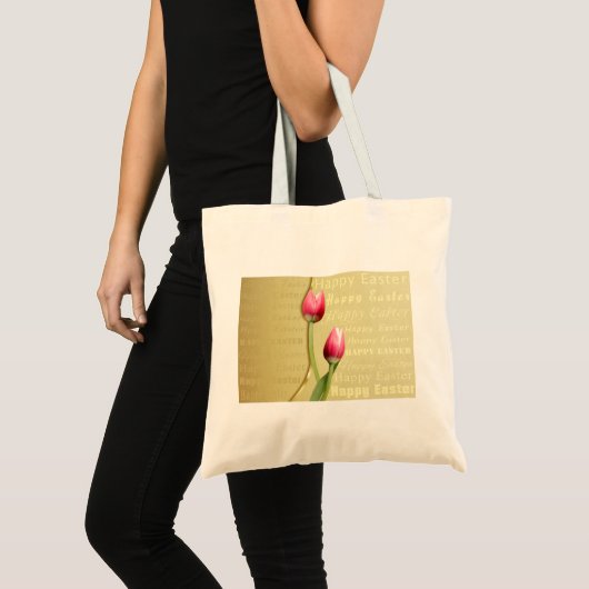 Tote Bag Typographie d'or des Tulipes de Pâques (Devant (produit))