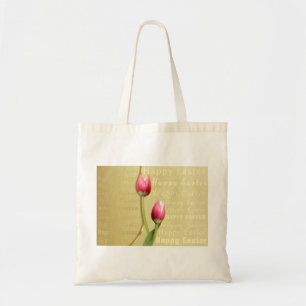 Tote Bag Typographie d'or des Tulipes de Pâques