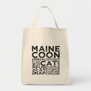 Tote Bag Typographie du chat Maine Coon