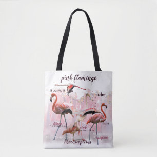 Tote Bag Typographie du Flamant rose rose Customisé