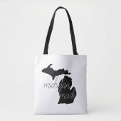 Tote Bag Typographie Du Michigan Avec Silhouette Noire (Devant)