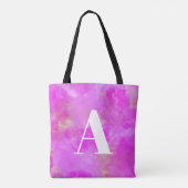 Tote Bag Typographie du monogramme rose chaud (Dos)
