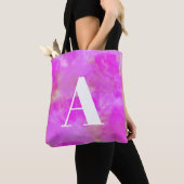 Tote Bag Typographie du monogramme rose chaud (De près)