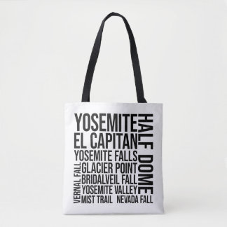 Tote Bag Typographie du parc national Yosemite Word Art
