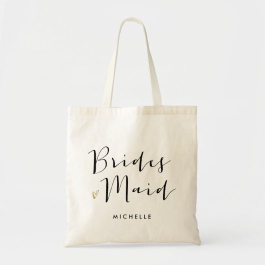 Tote Bag Typographie du script de brosse "Bridesmaid" (Devant)