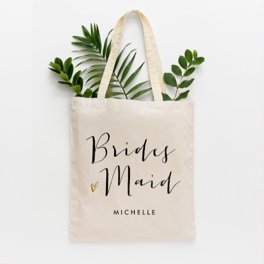 Tote Bag Typographie du script de brosse "Bridesmaid"