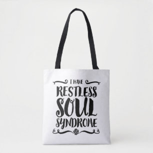 Tote Bag Typographie du syndrome de l'âme sans repos Hippie