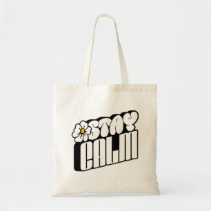 Tote Bag Typographie Fleur Rétro Restez Calme