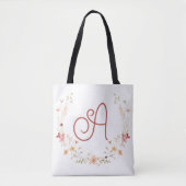 Tote Bag Typographie Floral Monogramme initial A (Devant)