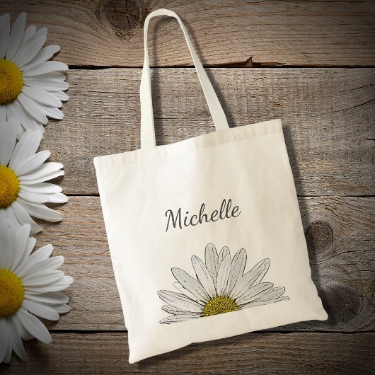 Tote Bag Typographie florale élégante de la marguerite mode