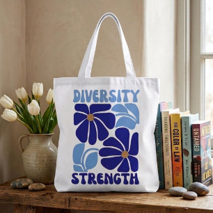 Tote Bag Typographie florale rétro de force de diversité